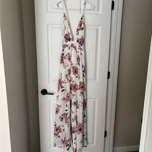 Floral Maxi Dress - White and Pink